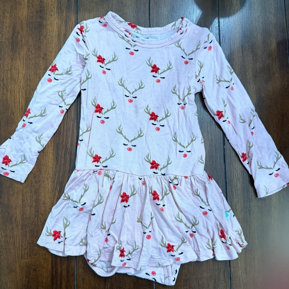 Posh Peanut Clarice Reindeer Twirl Dress